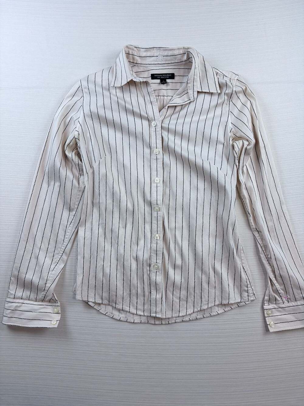 Banana Republic Non-Iron Fitted Striped Button-Down Shirt Size 4